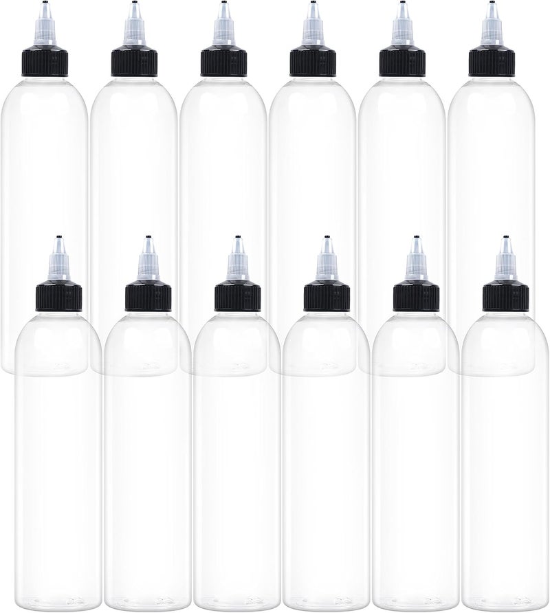 EOSAU 12 Pcs 8oz Plastic Squeeze Bottles with Twist Top Cap, 250ml Clear Dispensing Bottles, Empty Squirt Bottle for Liquids, Sauces, Arts, Crafts, Travel - Image 1